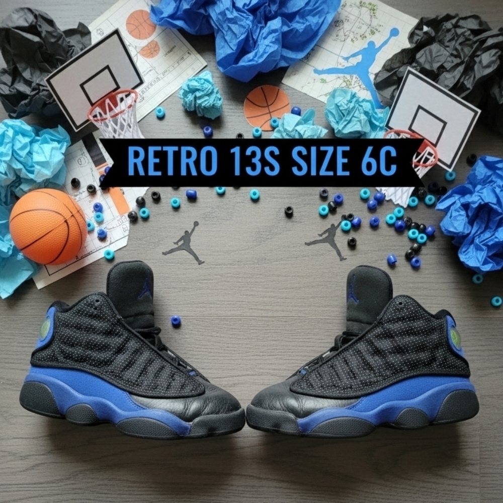 Air Jordan 13 Retro Hyper Royal Black Blue Toddler Size 6c